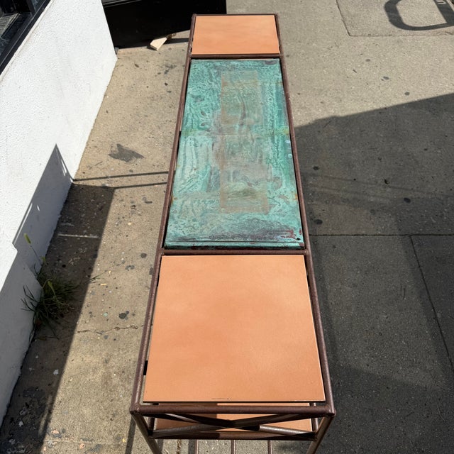 Vintage Iron + Copper Planter Console by Charleston Forge For Sale - Image 4 of 11