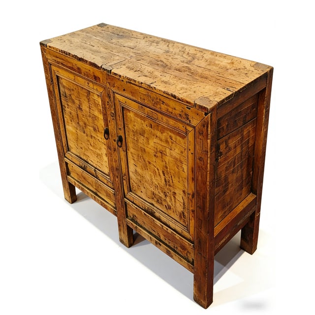 Aged Poplar Double Cabinet For Sale - Image 4 of 5