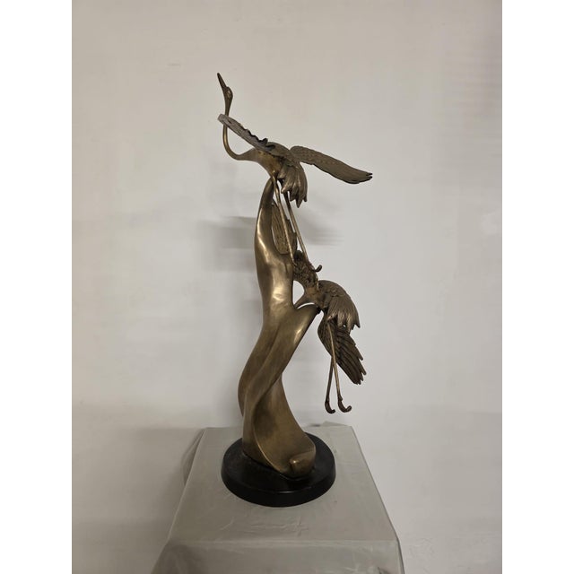 Sculpture Depicting Grey Herons in Flight, 1940s, Brass For Sale - Image 6 of 15