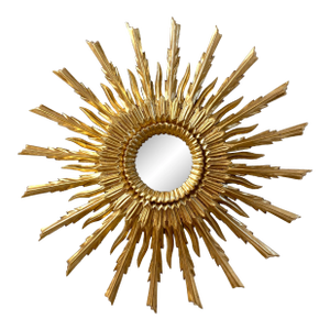 Mid 20th Century Sunburst Carved Golden Mirror