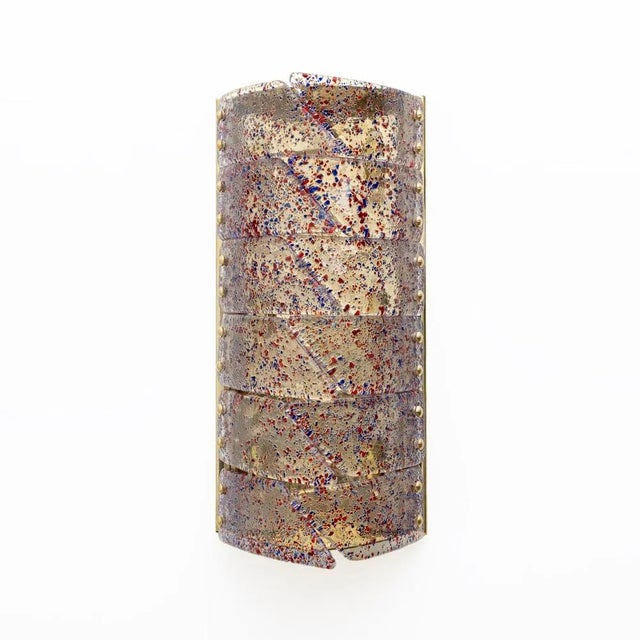 1980s Mid-Century Modern Style Italian Murano Glass and Brass Sconces, 1980, Set of 2 For Sale - Image 5 of 11