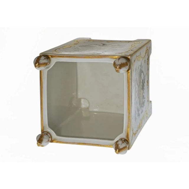 Late 19th Century Square Porcelain Cachepot Centerpiece Flower Pot Hand-Painted Jardinière Caisse Carrée À Fleurs Gift For Sale - Image 5 of 6