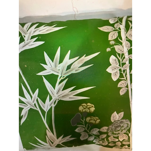 Graceful chinoiserie print, classic bamboo foliage reminiscent of Chinese design. Color is jade and white. Cotton material...
