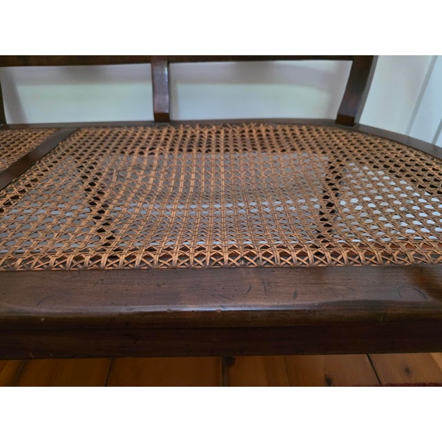 1940s 1940s Italian Biedermeier Style Caned Bench With Custom Cushion For Sale - Image 5 of 14