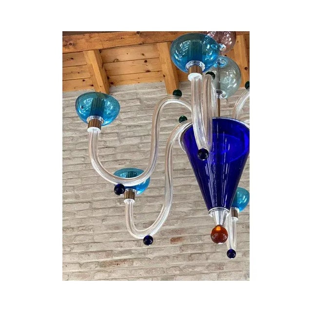 Vintage Multicolor Murano Glass Chandelier from Simoeng, 1980s For Sale - Image 3 of 11