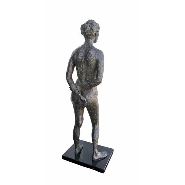 Artist Signed 35” 20th Century Expressionist Nude Bronze Sculpture For Sale - Image 10 of 12