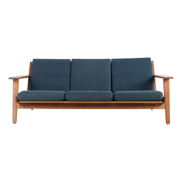 GE-290/3 Three-Seater Sofa in Soap Treated Oak by Hans J. Wegner, 1950s For Sale