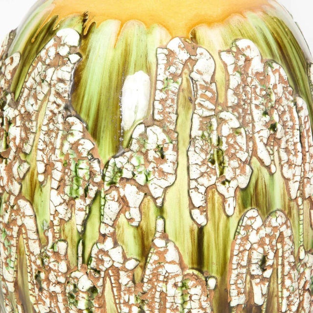 Mid Century Hand Glazed Expressionistic Organic Modern Ceramic Lamps - A Pair For Sale - Image 4 of 13