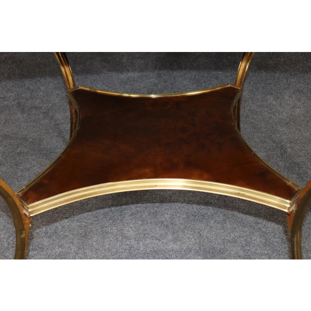 1960s Pair of Directoire Style Brass Ramshead Two Tier Gueridon End Tables For Sale - Image 5 of 13