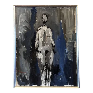 1973 Mid-Century Modern Swedish "In the Shadows" Nude Oil Painting, Framed