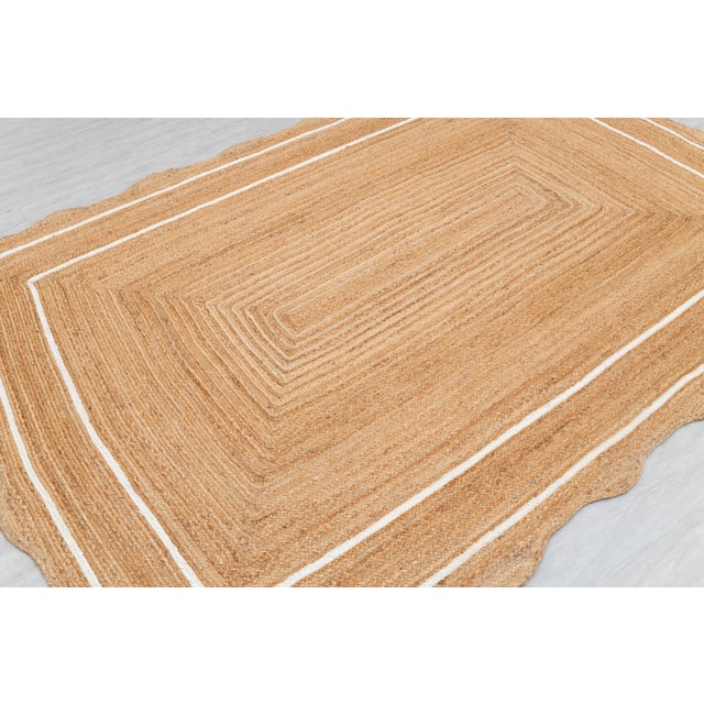 White Natural Jute Scallop 2.6x6 Ft. For Sale - Image 12 of 12