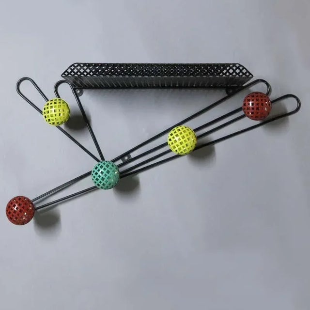 1950s Mid-Century French Metal Wall Coat Rack by Mathieu Matégot, 1950s For Sale - Image 5 of 10