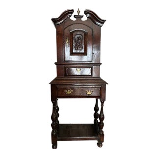 19thC Renaissance Revival Carved Oak Cupboard For Sale