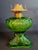 Vintage Hollywood Regency l.e. Smith Emerald Green Moon & Star Glass Finger Oil Lamp Brass Burner Chimney For Sale - Image 14 of 18