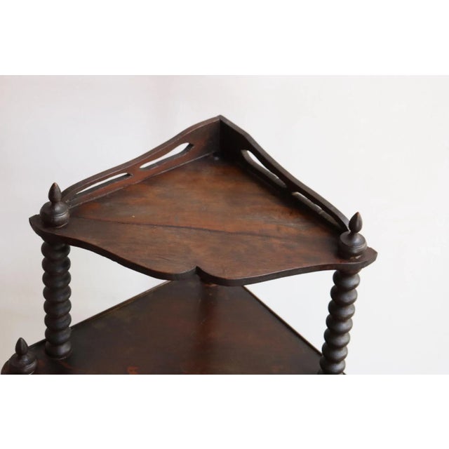 Antique French Six-Tier Stained Mahogany Spool Form Corner Shelf / Etagere For Sale In New York - Image 6 of 18