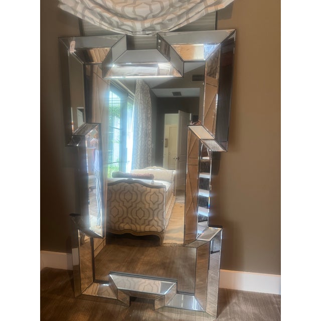 Silver Large Bevelled Floor Mirror For Sale - Image 8 of 8