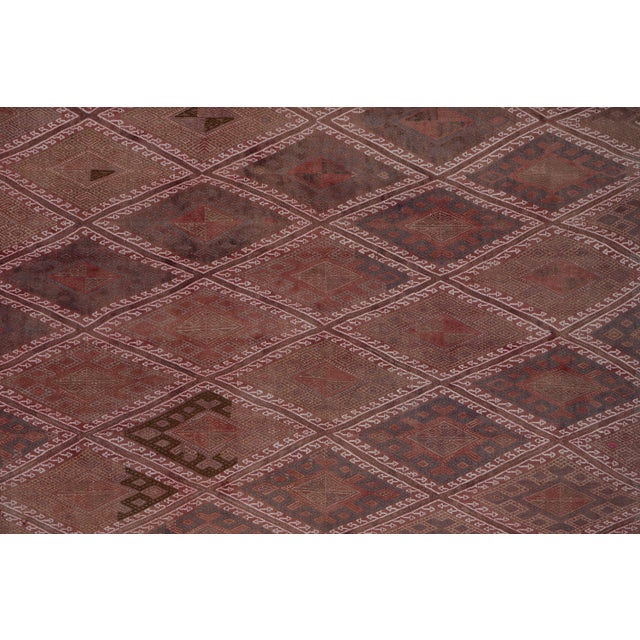 Mid-Century Modern Vintage Embroided Jajim Kilim Rug 5'7'' X 7'5'' For Sale - Image 3 of 10