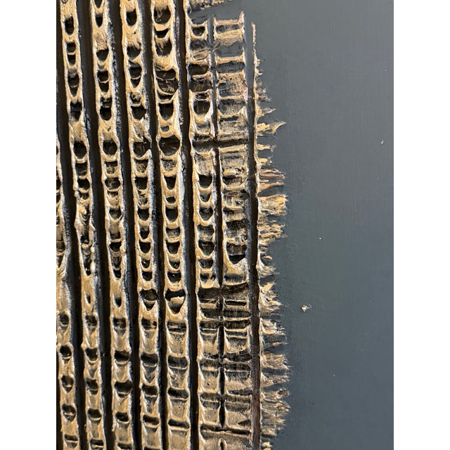 French Artist Patrice Bertin Abstract Forme Texture Composition Mixed Media on Panel, Signed and Dated For Sale - Image 4 of 6