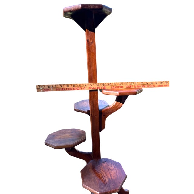 Wood Vintage 1970s Wooden Multi-Tier Plant Stand For Sale - Image 7 of 8