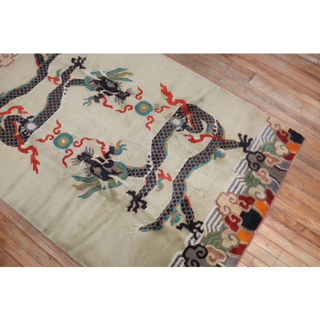 Contemporary Dragon Tibetan Vintage Rug - 4'4" x 6'10" For Sale - Image 3 of 18
