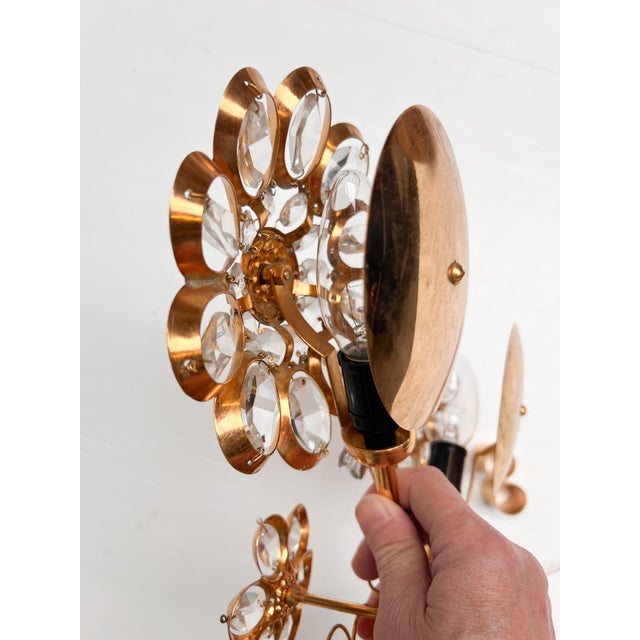 Art Deco Brass and Crystal Wall Lamp from Palwa, 1960s For Sale - Image 14 of 16