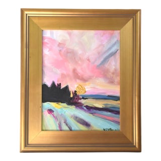 Pastel Impressionist Landscape Painting Including the Antiqued Gold Wood Frame For Sale