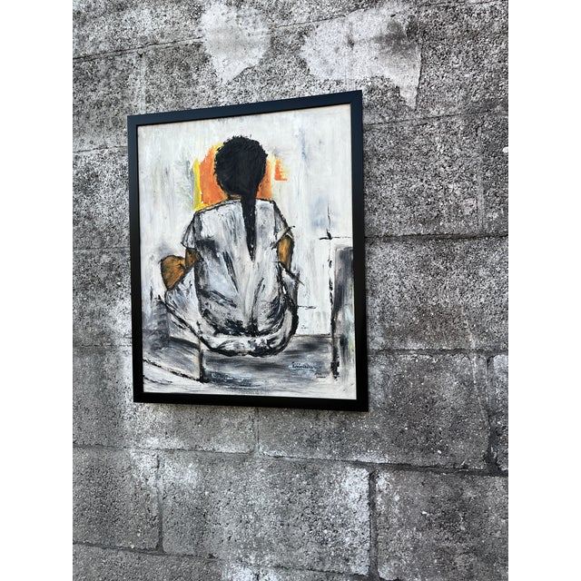 Mid Century Modern "Kristina" Wall Art Painting After Christian Bjorn Larse, Framed and Signed by the Artist For Sale - Image 4 of 10