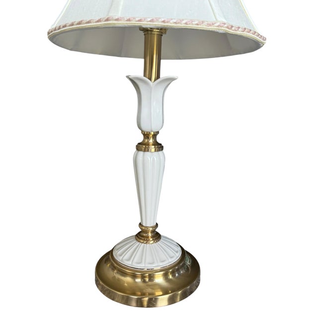 Vintage Lenox Porcelain & Brass Table Lamps - A Pair For Sale - Image 9 of 12