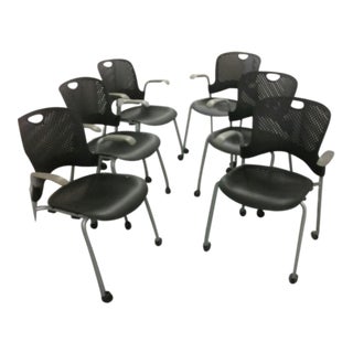 Herman Miller Caper Black Stacking Chairs - Set of 6 For Sale
