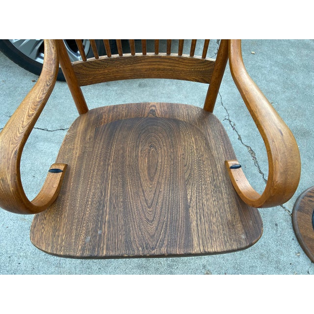 Antique Oak Courtroom Juror Chairs Set of 3 Cast Iron Base Early 1900s For Sale - Image 10 of 18