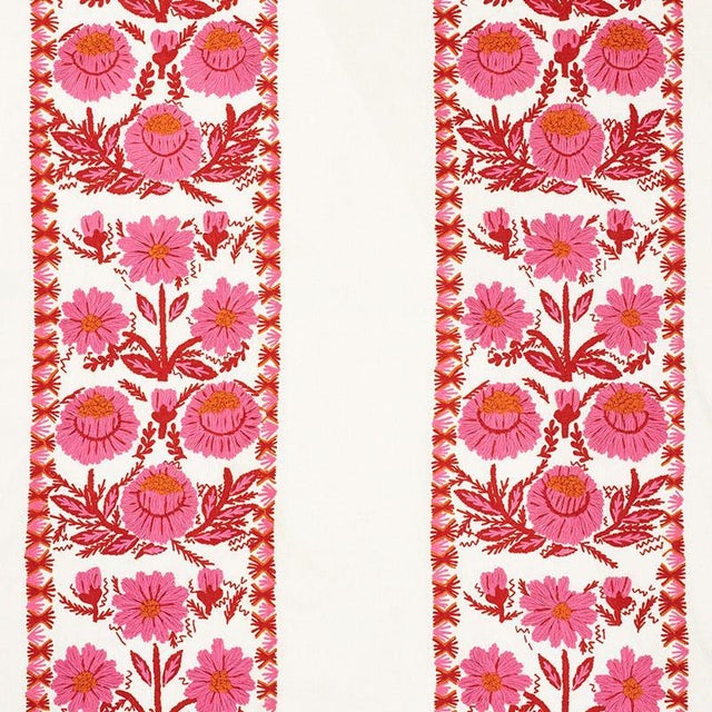 Sample - Schumacher Marguerite Embroidery Fabric in Blossom For Sale