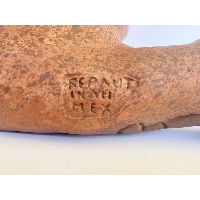 1980s Mexican Folk Art Aztecan Mayan Pre-Columbian Style Dancing Man Pottery Statue For Sale - Image 11 of 11