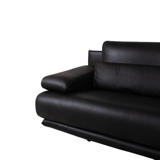 Two-Seater Leather 6500 Sofa in Black with Manual Function from Rolf Benz For Sale - Image 6 of 16