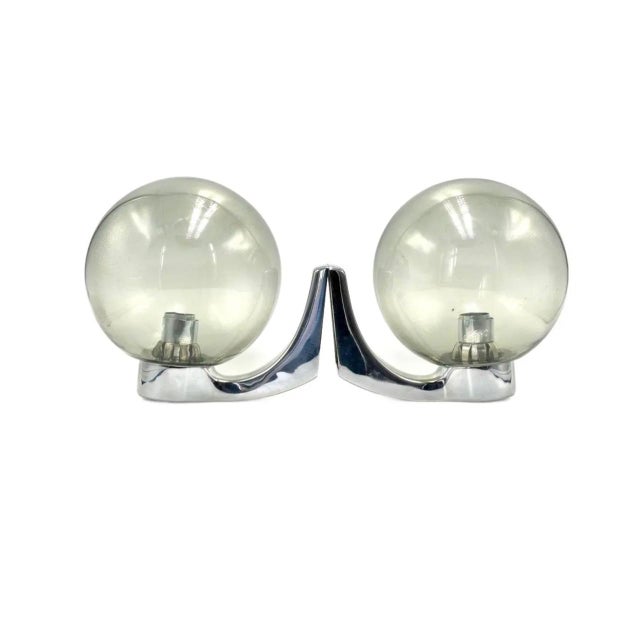 1970s Chrome-Plated Brass Bathroom Sconces, 1970s, Set of 2 For Sale - Image 5 of 5