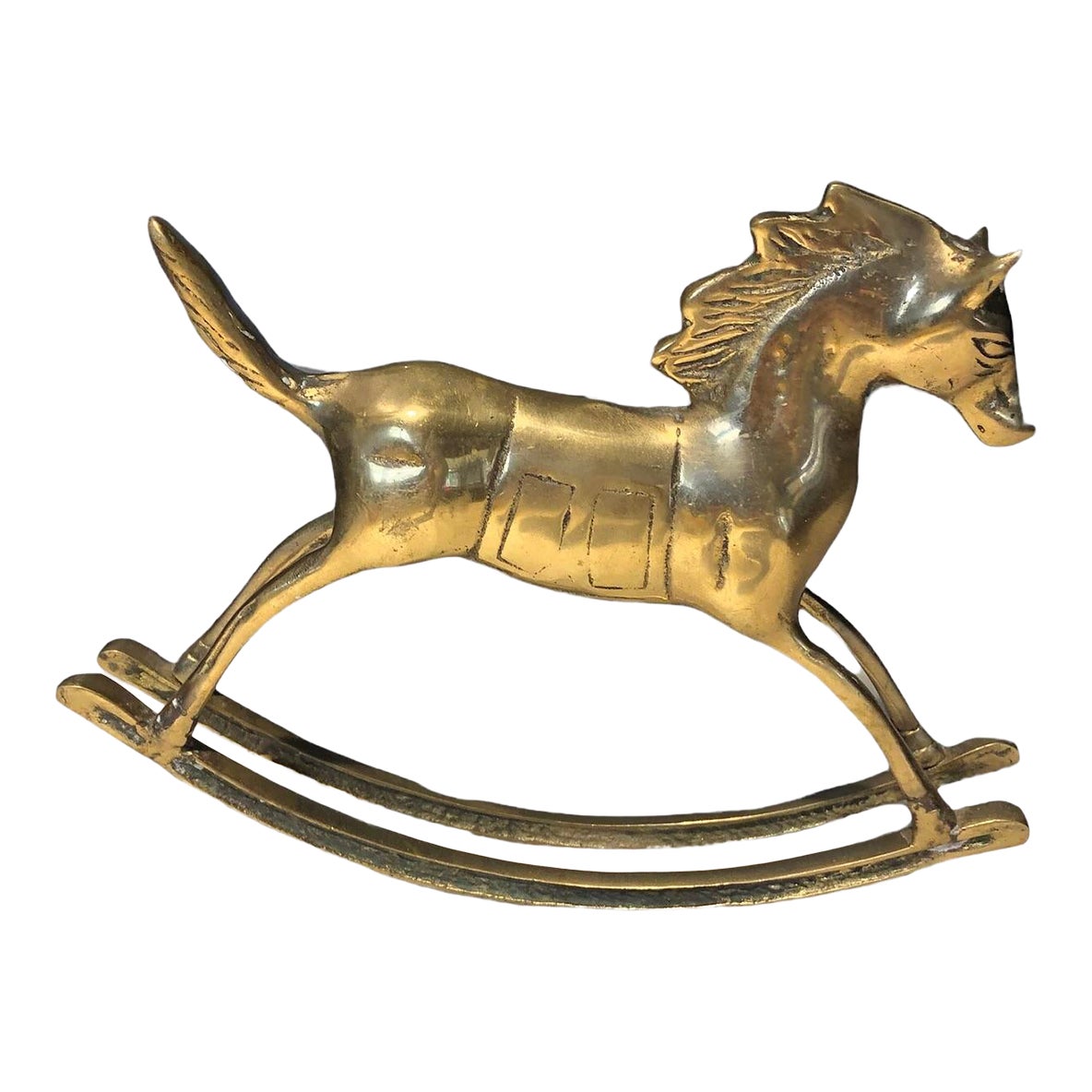 Large Vintage Brass Rocking Horse Chairish