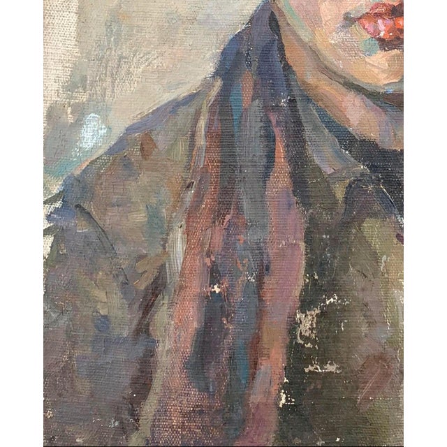 1970s Vintage Male Portrait Oil Painting, Ukrainian Art, 1970s 43-34 For Sale - Image 5 of 6