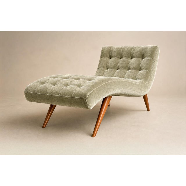 Brazilian Modern Chaise Lounge in Caviúna and Light Aloe Sage Mohair, 1950s For Sale - Image 18 of 18