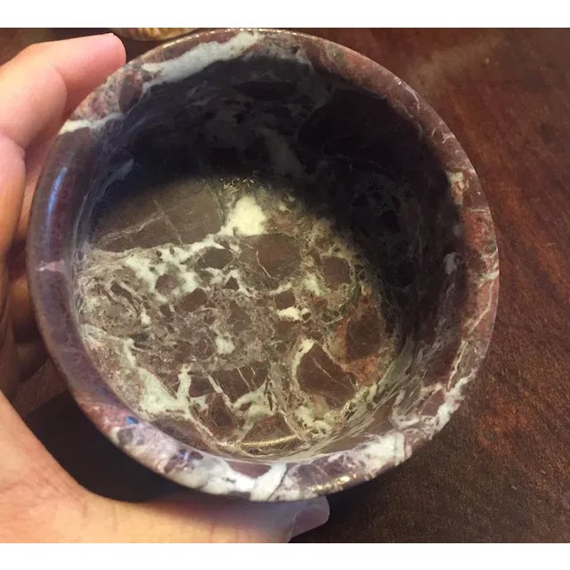 Maroon Mid-Century Modern Italian Rouge Marble Wine Bottle Coaster or Bowl For Sale - Image 8 of 13