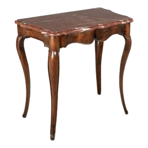 19th Century French Louis XV Marble Top Walnut Console Table