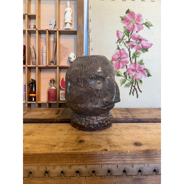 1970s 1970s Signed Vintage Primitive Bust For Sale - Image 5 of 8
