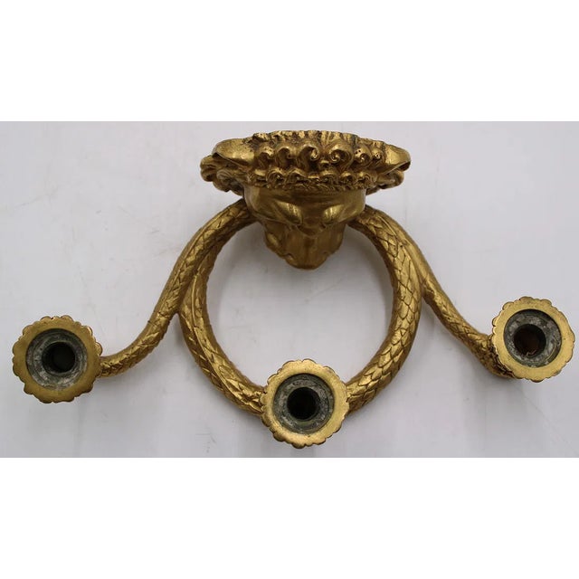 Metal 1920s Stunning Caldwell Gilt Bronze Lion and Snake Sconces- A Pair For Sale - Image 7 of 9