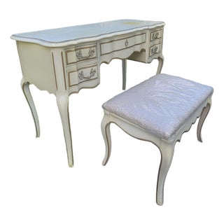 1970s Hibriten French Provincial Vanity and Bench For Sale