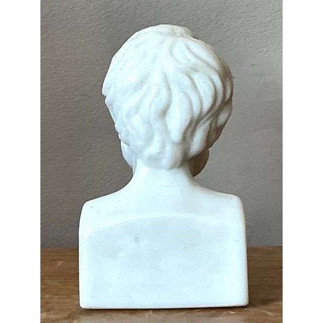 American Vintage Boho Carved Marble Bust of a Lincoln For Sale - Image 3 of 7