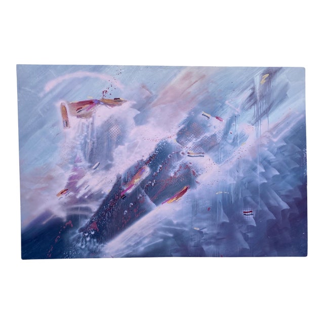 Abstract Original Painting on Canvas 76 x 51 Architectural 1980s Provenance For Sale