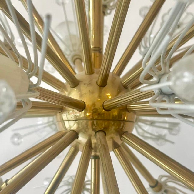 Gold Large Sputnik Snowball Brass and Crystal Chandelier attributed to Emil Stejnar for Rupert Nikoll, Austria, 1960s For Sale - Image 8 of 9