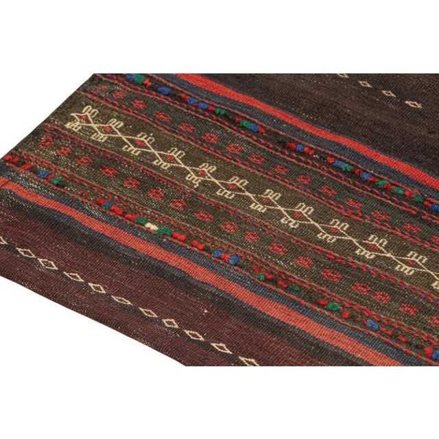 Vintage Persian Twin Kilim Runners in Aubergine With Red Stripes - Rug & Kilim For Sale In New York - Image 6 of 7