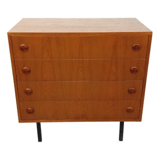 Vintage Scandinavian Style Chest of Drawers in Teak and Black Metal, 1960s For Sale