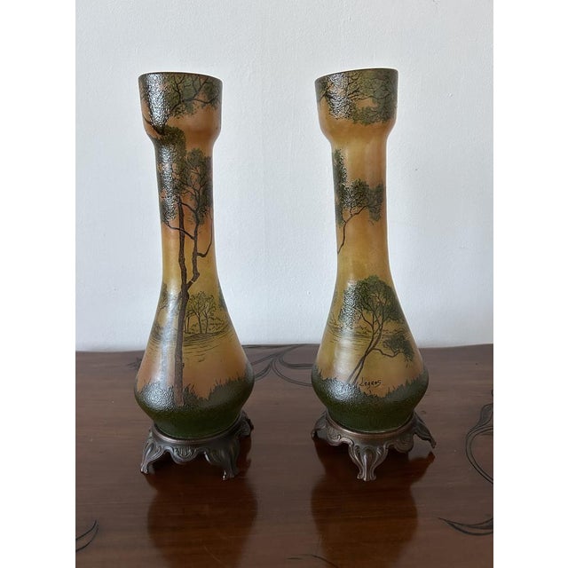 Large Art Nouveau Scenic Glass Vases by François-Théodore Legras, 1890s, Set of 2 For Sale - Image 17 of 18