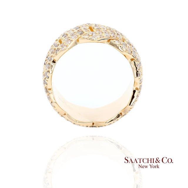 Early 21st Century 18k (750) Yellow Gold 4.50 Ct Natural Diamond Ring Band For Sale - Image 5 of 8