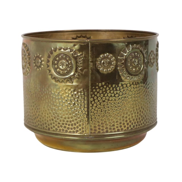 Large Brass Firewood Bin with Repoussé Relief For Sale - Image 5 of 16
